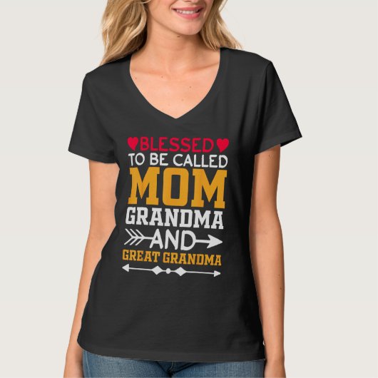 Blessed To Be Called Mom Grandma Great Grandma Mot Tシャツ (正面)