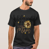 Blessed To Be Called Mom Leopard Sunflower Bee Tシャツ (正面)