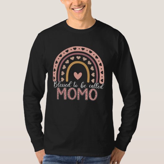 Blessed To Be Called Momo Leopard Rainbow Cute Mom Tシャツ (正面)