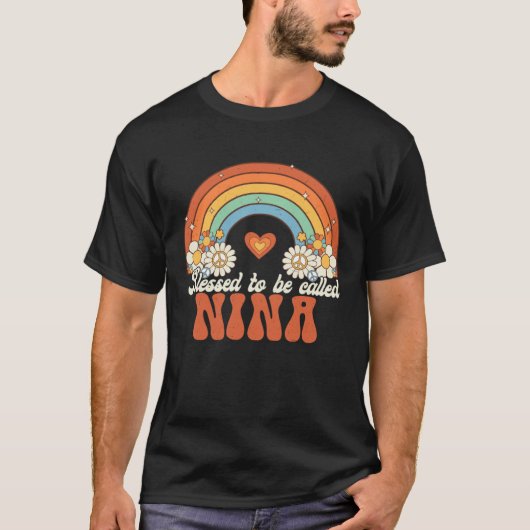 Blessed To Be Called Nina Groovy Rainbow Mother s  Tシャツ (正面)