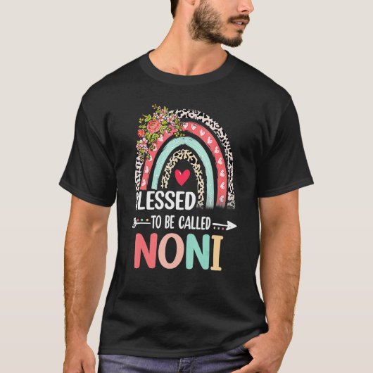 Blessed To Be Called Noni Leopard Rainbow Mother's Tシャツ (正面)
