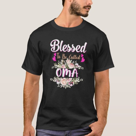 Blessed To Be Called Oma Floral Womens Oma Mothers Tシャツ (正面)
