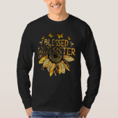 Blessed To Be Called Sister Sunflower Leopard Tシャツ (正面)