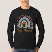 Blessed To Be Called Step Mom Leopard Rainbow Mom Tシャツ (正面)