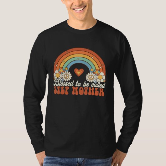 Blessed To Be Called Stepmother Groovy Rainbow Mot Tシャツ (正面)