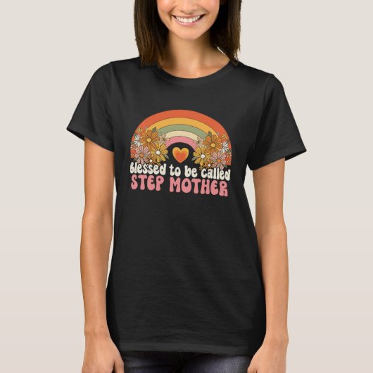 Blessed To Be Called Stepmother Rainbow Groovy Boh Tシャツ (正面)