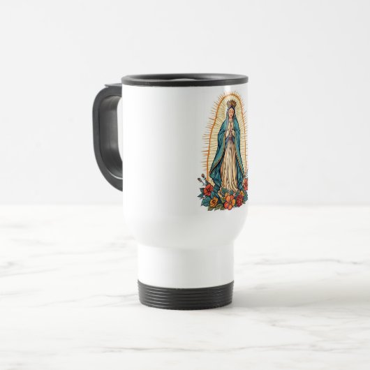 Blessed Virgin of Guadalupe Travel Mug トラベルマグ (正面左)