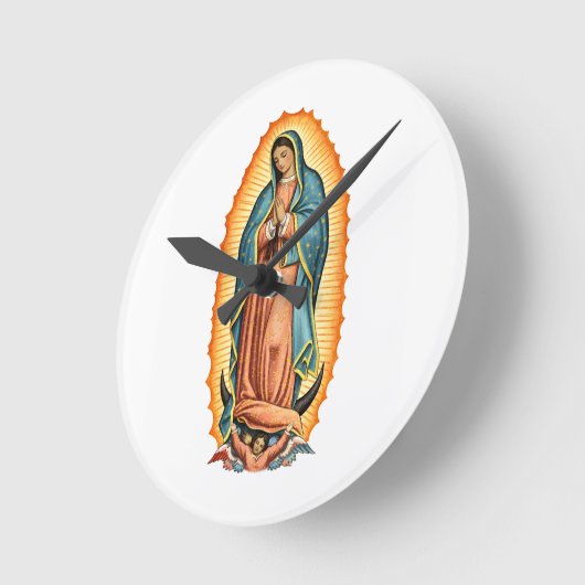 Blessed Virgin of Guadalupe Wall Clock ラウンド壁時計 (傾斜)