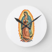 Blessed Virgin of Guadalupe Wall Clock ラウンド壁時計 (正面)