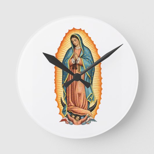 Blessed Virgin of Guadalupe Wall Clock ラウンド壁時計 (正面)