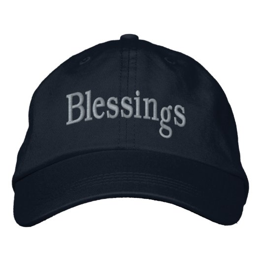 Blessings Adjustable Navy ポジティブなメッセージを伝える 刺繍入りキャップ (正面)