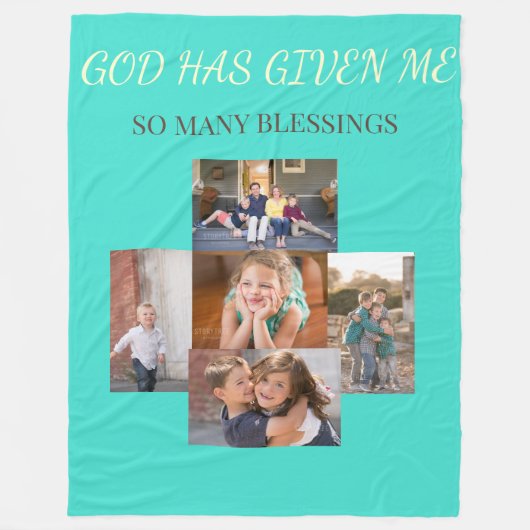 Blessings of Family Collage Tribute フリースブランケット (正面)