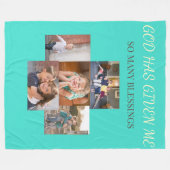 Blessings of Family Collage Tribute フリースブランケット (正面(横))