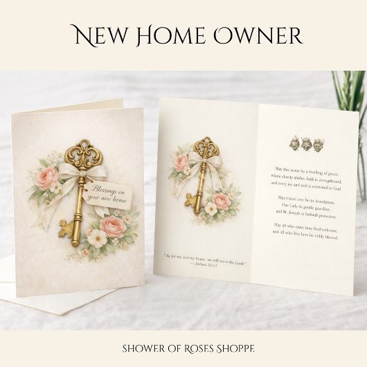 Blessings on Your New Home Catholic Floral シーズンカード