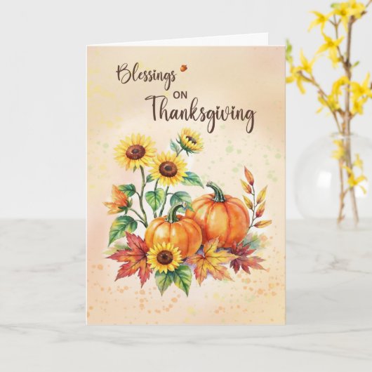 Blessings Religious Thanksgiving Sunflowers  カード (黄色い花)
