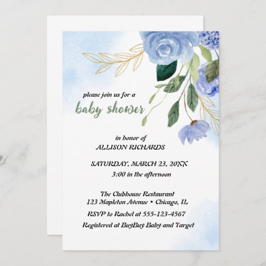 bleu cartes postales 招待状 (正面/裏面)