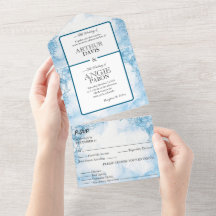 bleu marine avec des fleu All in 結婚 One's Invite