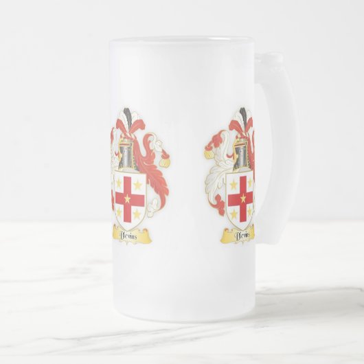 Blevinsの家紋の紋章学によって曇らされるマグ フロストグラスビールジョッキ (正面右)