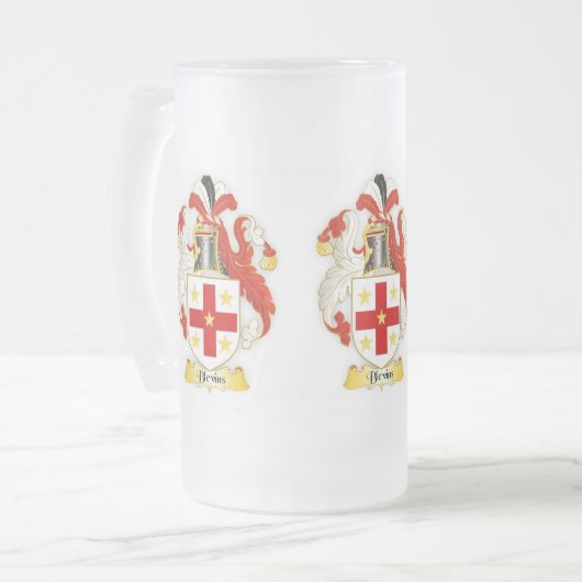 Blevinsの家紋の紋章学によって曇らされるマグ フロストグラスビールジョッキ (正面左)