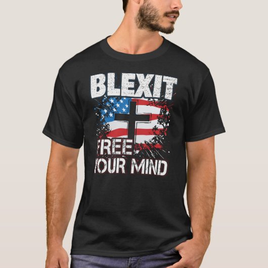 Blexitはあなたの心の米国旗および十字を解放します Tシャツ (正面)