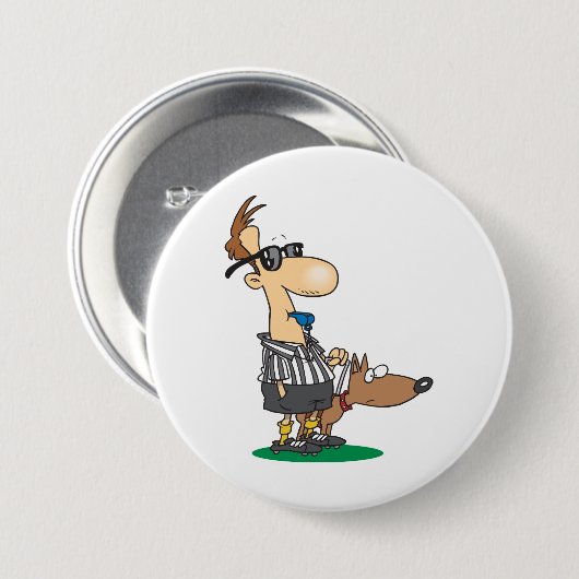 Blind Referee with Guide Dog Sports Humor 缶バッジ (正面&裏面)