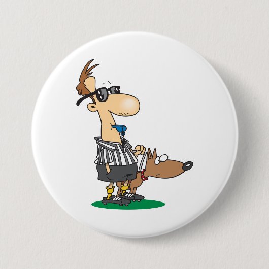 Blind Referee with Guide Dog Sports Humor 缶バッジ (正面)