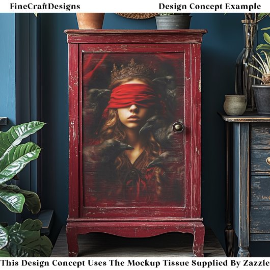 Blindfolded Gothic Queen of Ravens FC5L Decoupage 薄葉紙