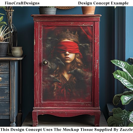 Blindfolded Gothic Queen of Ravens FC5R Decoupage 薄葉紙