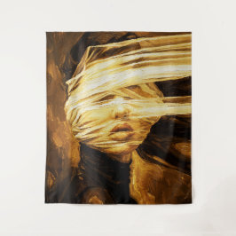 Blindfolded Woman – Surreal Oil Art タペストリー