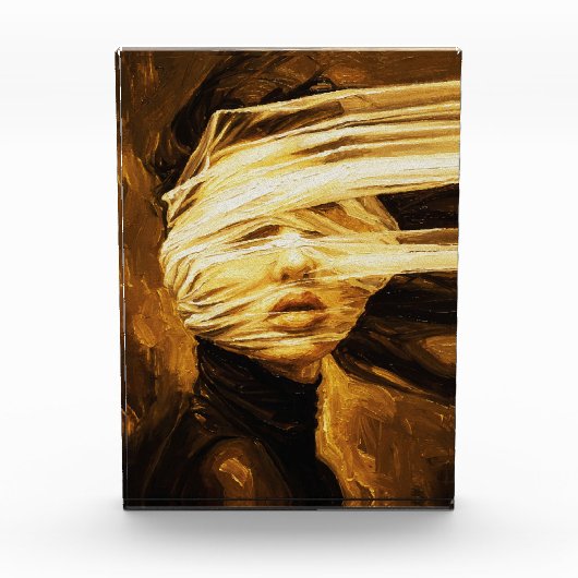 Blindfolded Woman – Surreal Oil Art フォトブロック (正面)