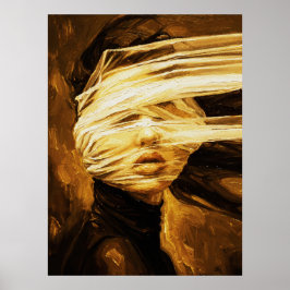 Blindfolded Woman – Surreal Oil Art ポスター