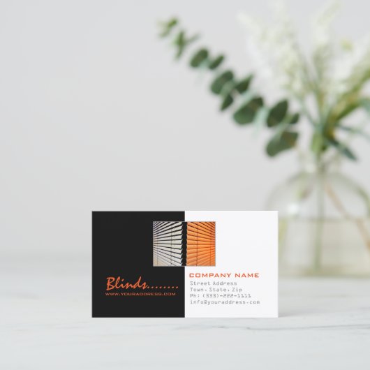 BlindsストアWindowsファッションブラック&ホワイトカード 名刺 (スタンド正面)