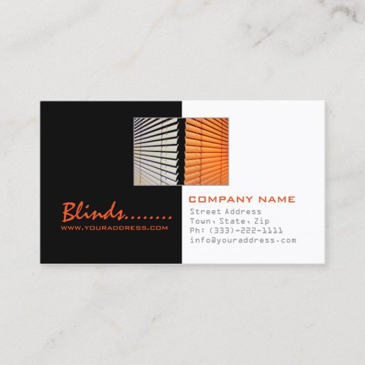 BlindsストアWindowsファッションブラック&ホワイトカード 名刺 (正面)