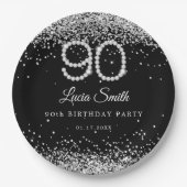 Bling Diamonds 90th Birthday Party Paper Plate ペーパープレート (正面)