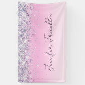 bling holographic glitter スクリプト ピンク 横断幕 (縦)