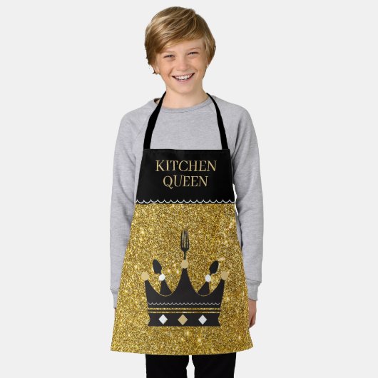 Bling! Queen of Kitchen All-Over Print Apron エプロン (着用した状態)