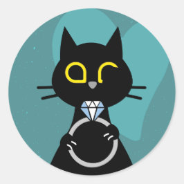 BLING WINK – 面白いプロポーズ黒猫ステッカー ラウンドシール