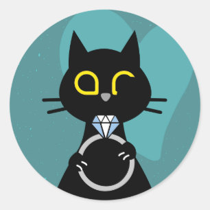 BLING WINK – 面白いプロポーズ黒猫ステッカー ラウンドシール