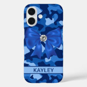 Blingy Blue Camouflage Personalized Case-Mate iPhoneケース (裏面)