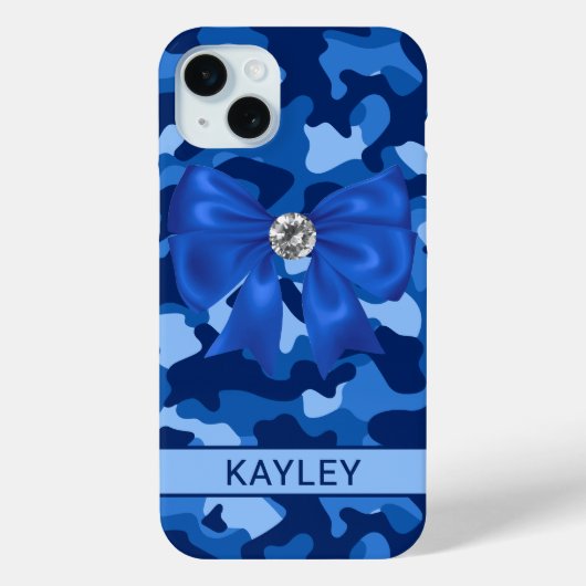 Blingy Blue Camouflage Personalized Case-Mate iPhoneケース (裏面)