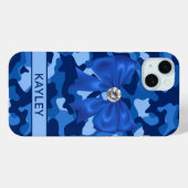 Blingy Blue Camouflage Personalized Case-Mate iPhoneケース (裏面 (横))