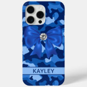 Blingy Blue Camouflage Personalized Case-Mate iPhoneケース (裏面)