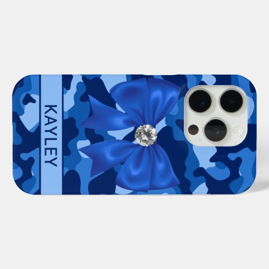 Blingy Blue Camouflage Personalized Case-Mate iPhoneケース (裏面 (横))