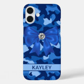 Blingy Blue Camouflage Personalized Case-Mate iPhoneケース (裏面)