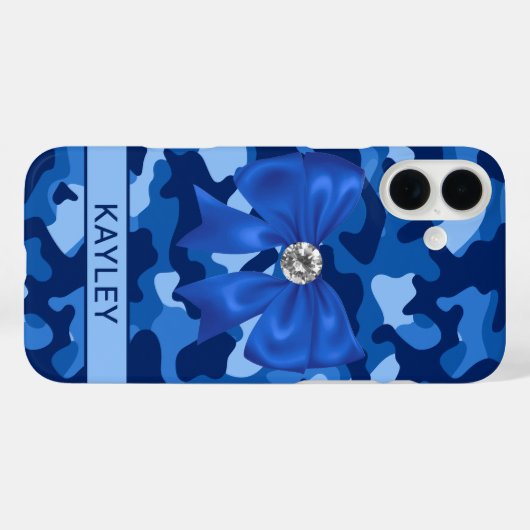 Blingy Blue Camouflage Personalized Case-Mate iPhoneケース (裏面 (横))