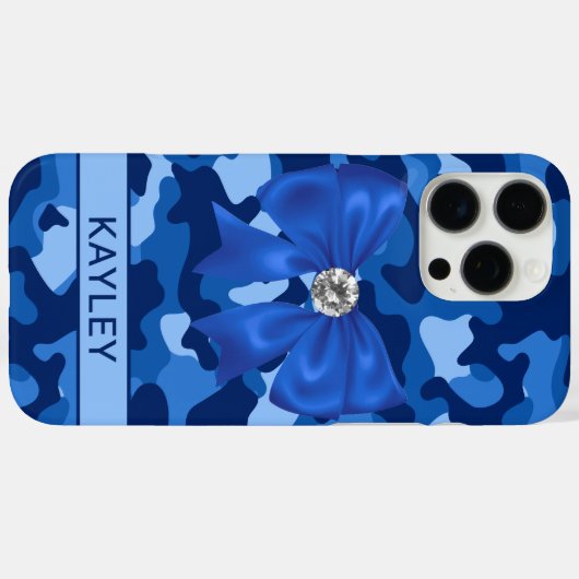 Blingy Blue Camouflage Personalized Case-Mate iPhoneケース (裏面 (横))