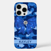 Blingy Blue Camouflage Personalized Case-Mate iPhoneケース (裏面)