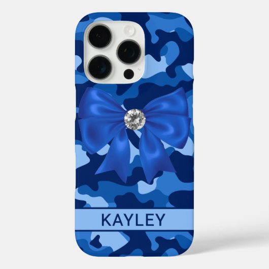 Blingy Blue Camouflage Personalized Case-Mate iPhoneケース (裏面)