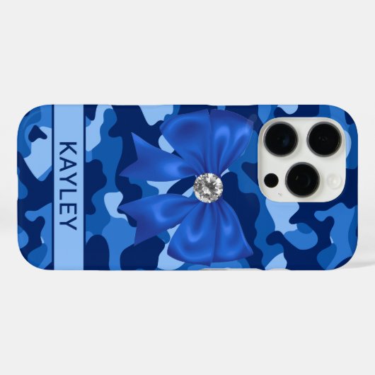 Blingy Blue Camouflage Personalized Case-Mate iPhoneケース (裏面 (横))