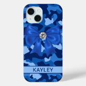 Blingy Blue Camouflage Personalized Case-Mate iPhoneケース (裏面)